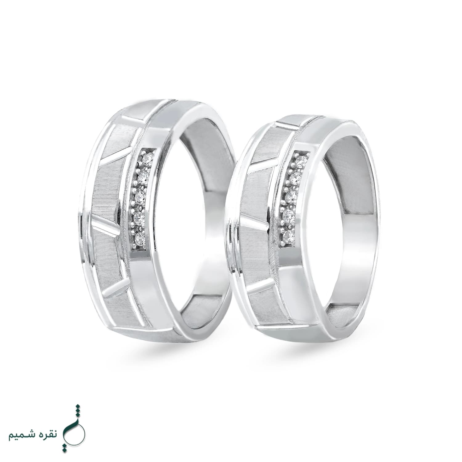 حلقه ست نقره زنانه و مردانه مدل HSE-K64 | حلقه ازدواج نقره 925 نگین زیرکونیا