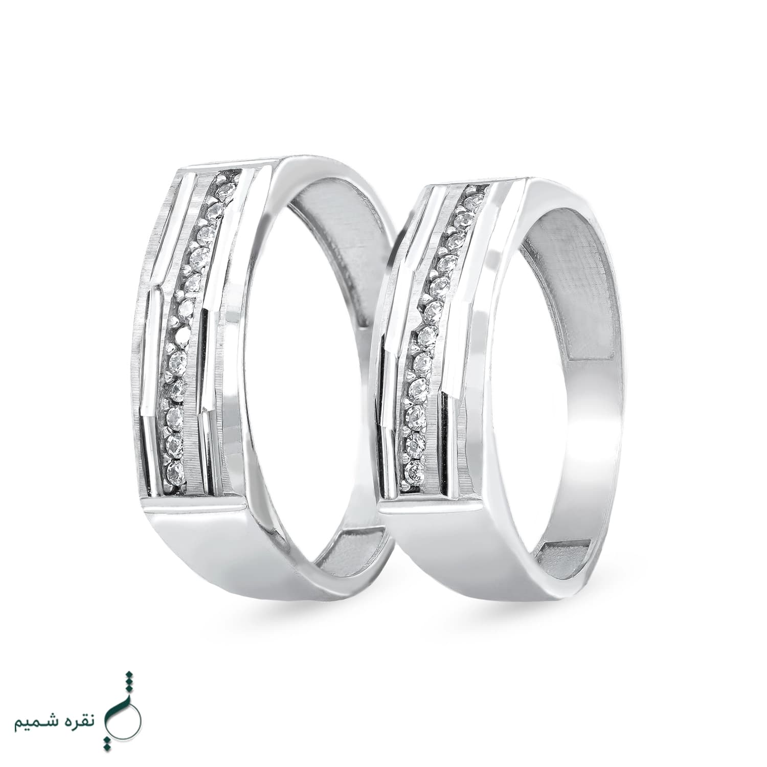 حلقه ست نقره زنانه و مردانه مدل HSE-K62 | حلقه ازدواج نقره 925 نگین زیرکونیا
