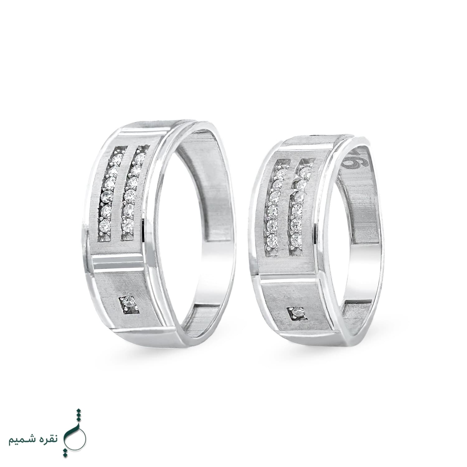 حلقه ست نقره زنانه و مردانه مدل HSE-K61 | حلقه ازدواج نقره 925 نگین زیرکونیا