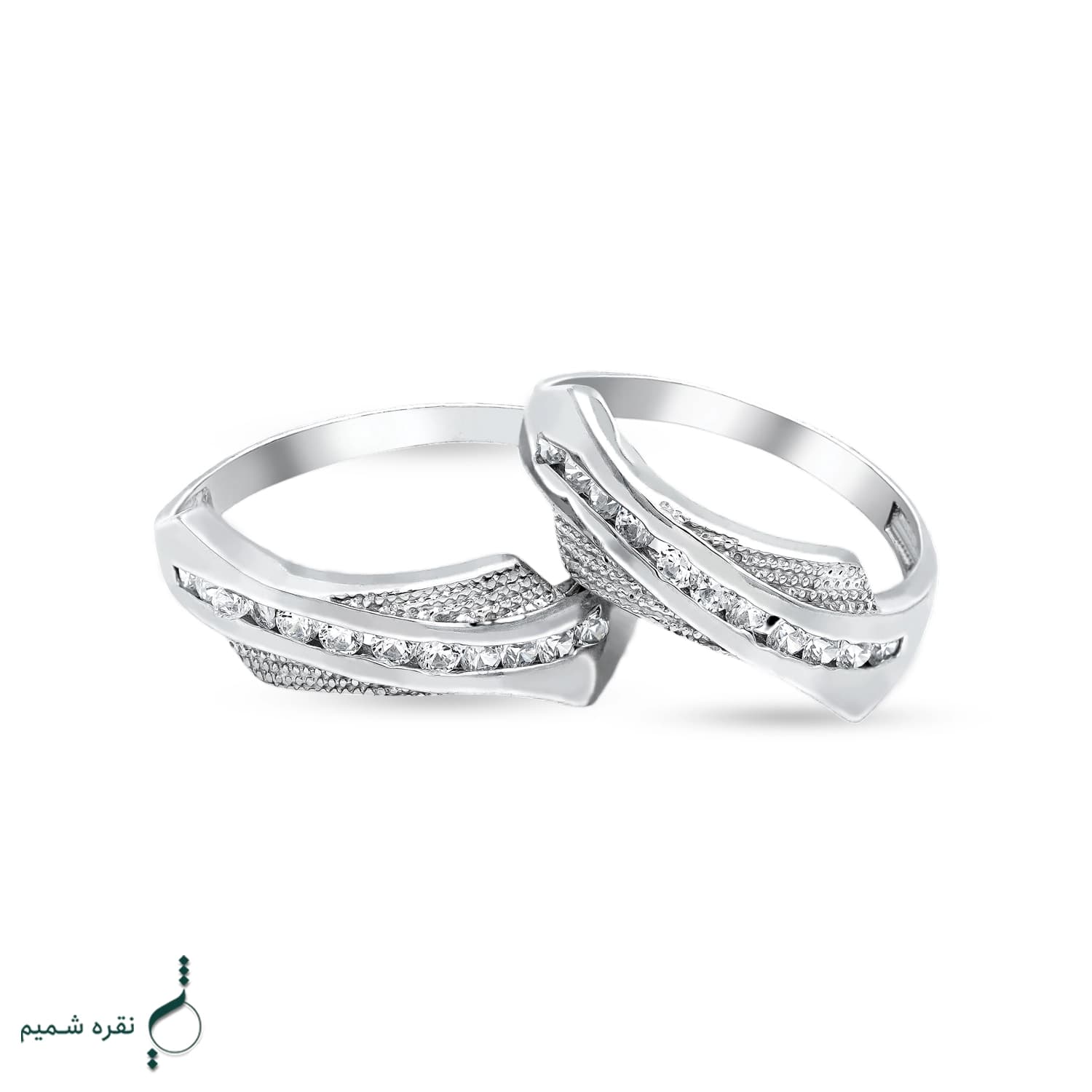 حلقه ست نقره زنانه و مردانه مدل HSE K49 — تصویر ۳