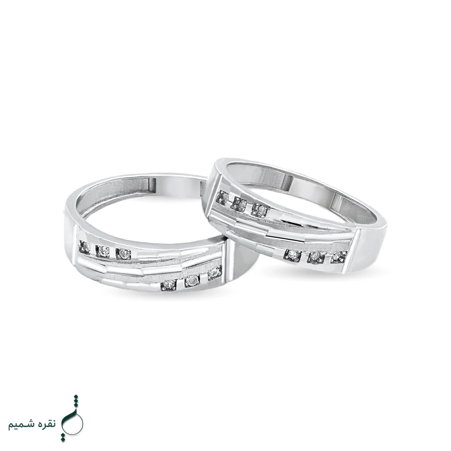 حلقه ست نقره نامزدی زنانه و مردانه مدل HSE K32 — تصویر ۳