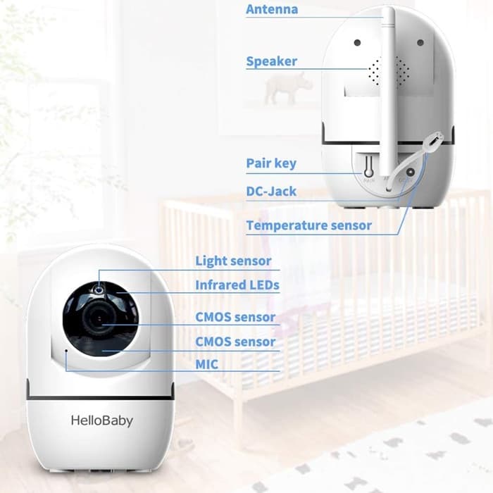 دوربین اتاق کودک هلو بیبی مدل HelloBaby HB65 | پیجر تصویری با قابلیت چرخش و دید در شب — تصویر ۷