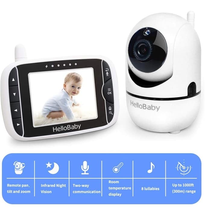 دوربین اتاق کودک هلو بیبی مدل HelloBaby HB65 | پیجر تصویری با قابلیت چرخش و دید در شب — تصویر ۲