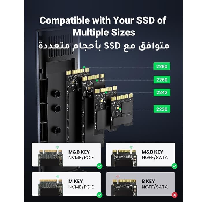 باکس تبدیل SSD M.2 NVMe به USB-C یوگرین UGREEN CM400 | سرعت 10Gbps — تصویر ۵