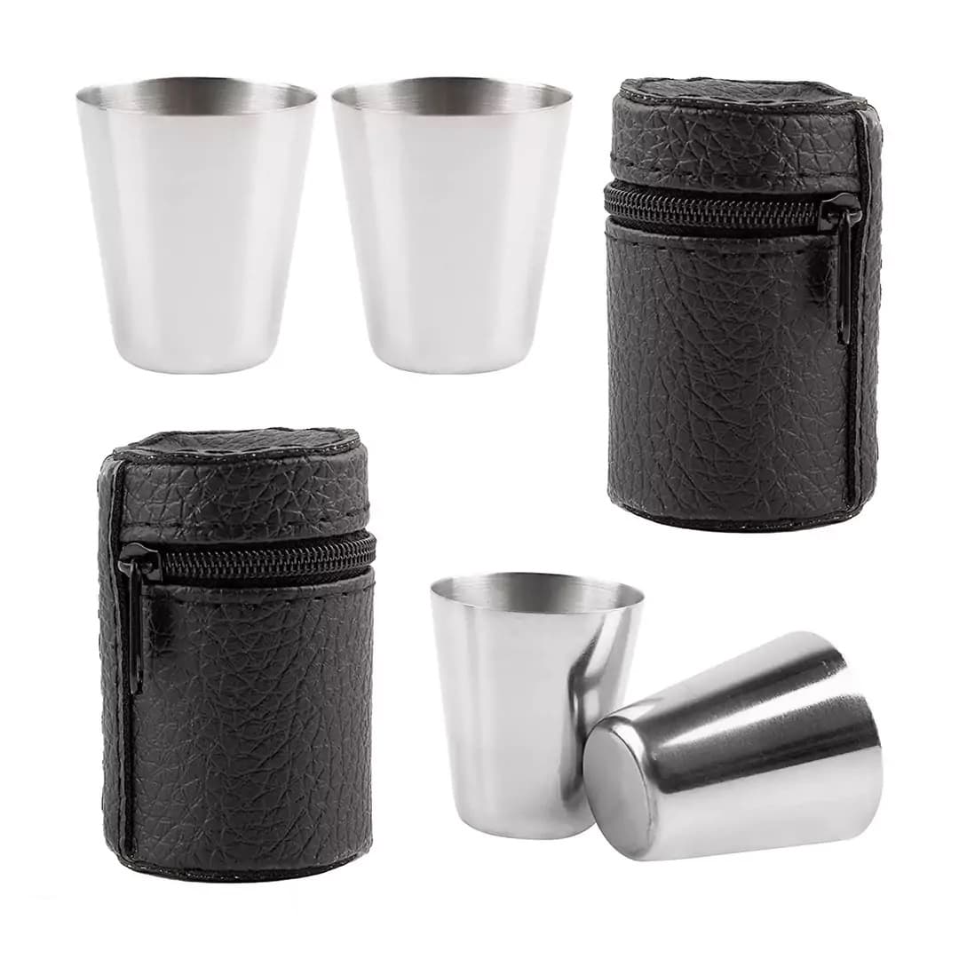 لیوان استیل کوچک با کیف چرمی – Steel Shot — تصویر ۴