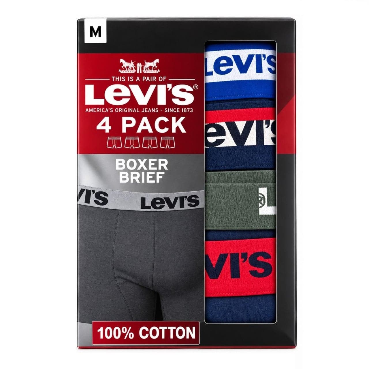 شورت باکسر مردانه نخی پک 4 عددی برند لیوایز آمریکا 202409 Levi’s — تصویر ۲