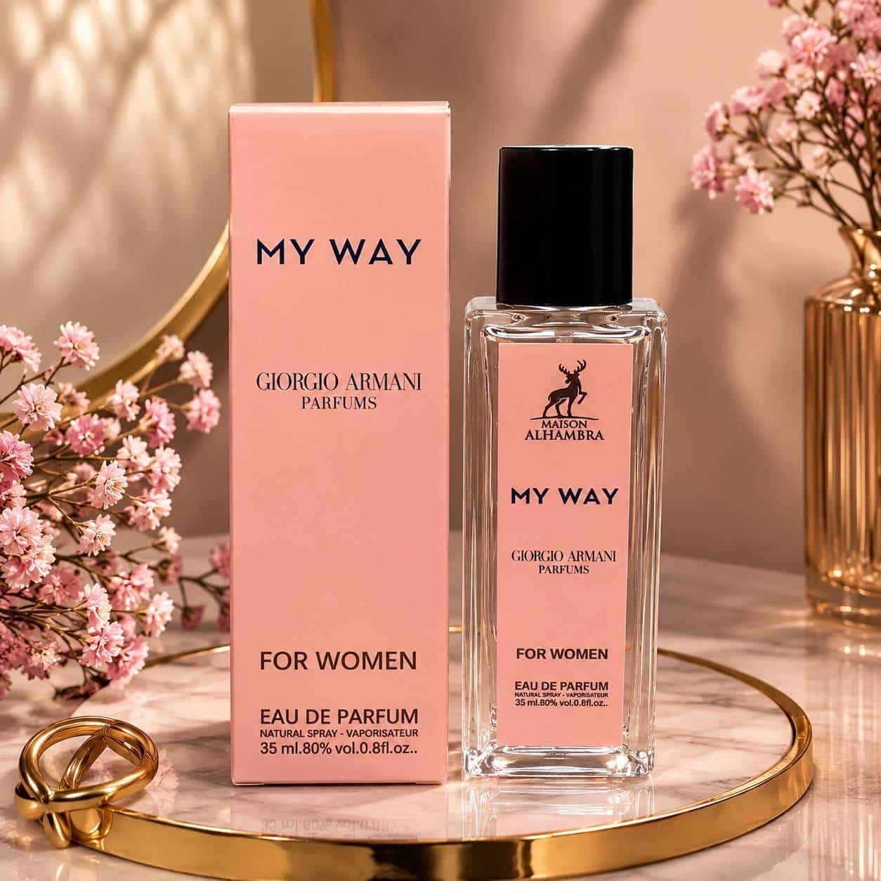 ادوپرفیوم زنانه مای وی برند الحمبرا اصل تولید امارات 35میلی‌لیتر Maison Alhambra My Way