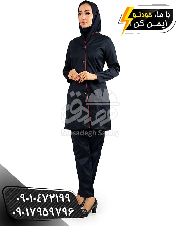 مانتو صبا سرمه ای قرمز | لباس کار زنانه
