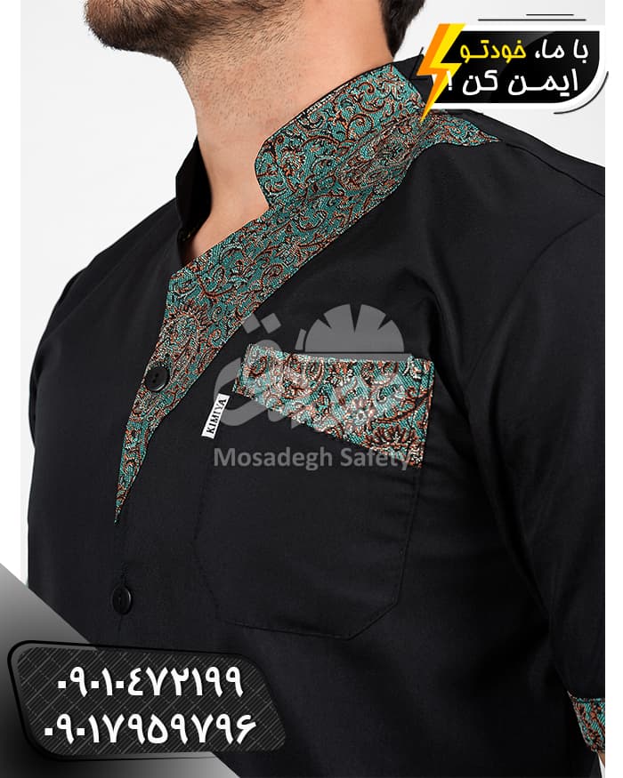 لباس آشپزی مدل سروش مشکی ( روپوش آشپزی ) — تصویر ۳