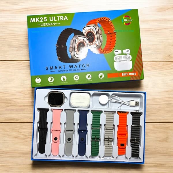 اپل واچ مدل MK25 ULTRA به همراه ایرپاد و 8 عدد بند — تصویر ۳