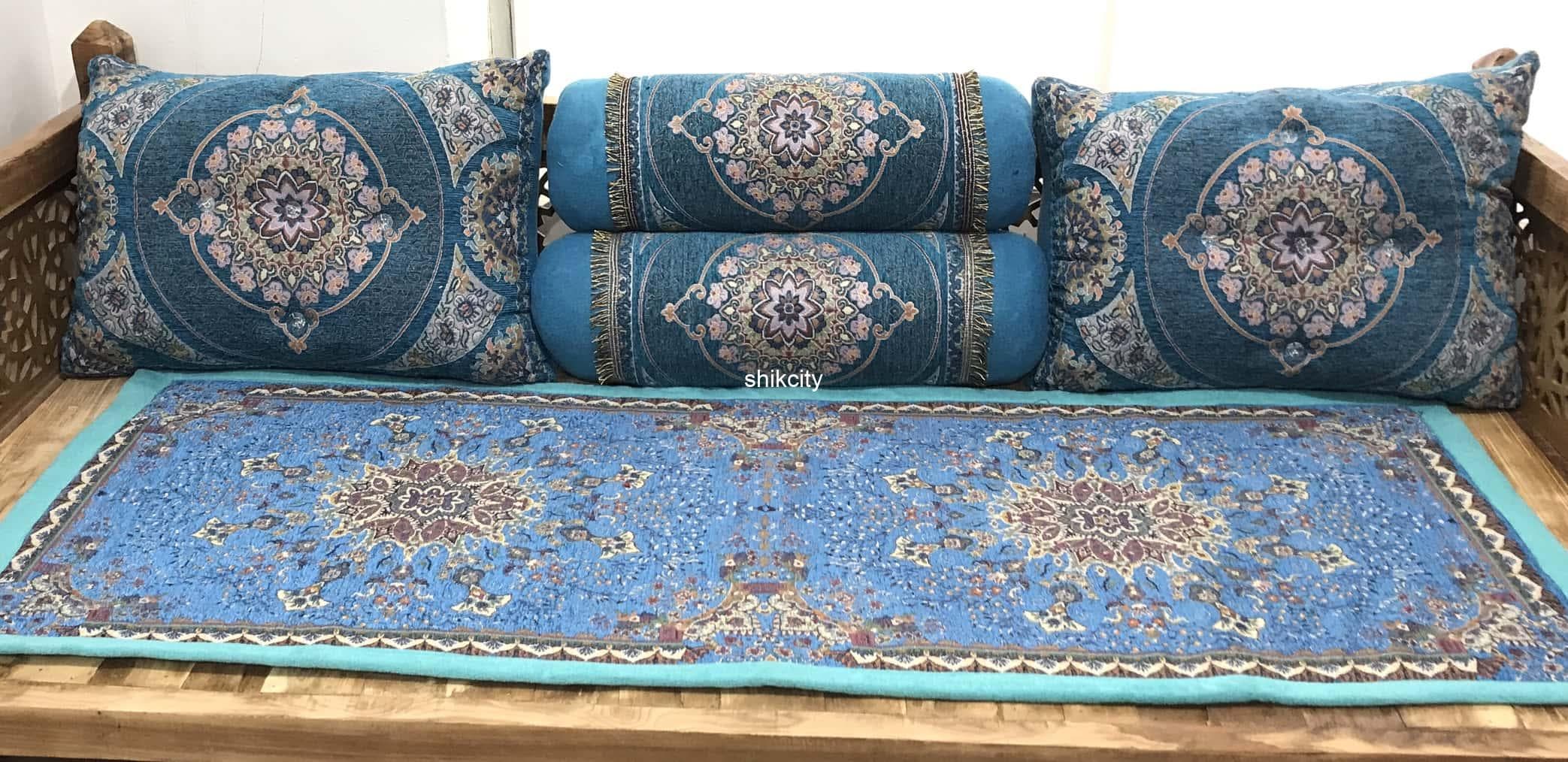 ست 5 تکه شاه نشین مخمل آبی
