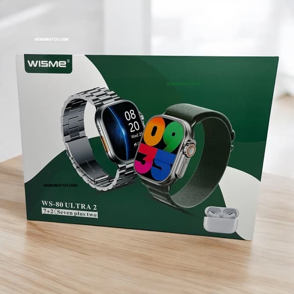 ساعت هوشمند WS80 ULTRA2 به همراه ایرپاد و هفت عدد بند — تصویر ۲