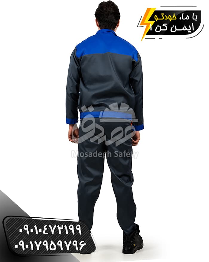 لباس کار بوفالو طوسی آبی | کاپشن و شلوار کار — تصویر ۳