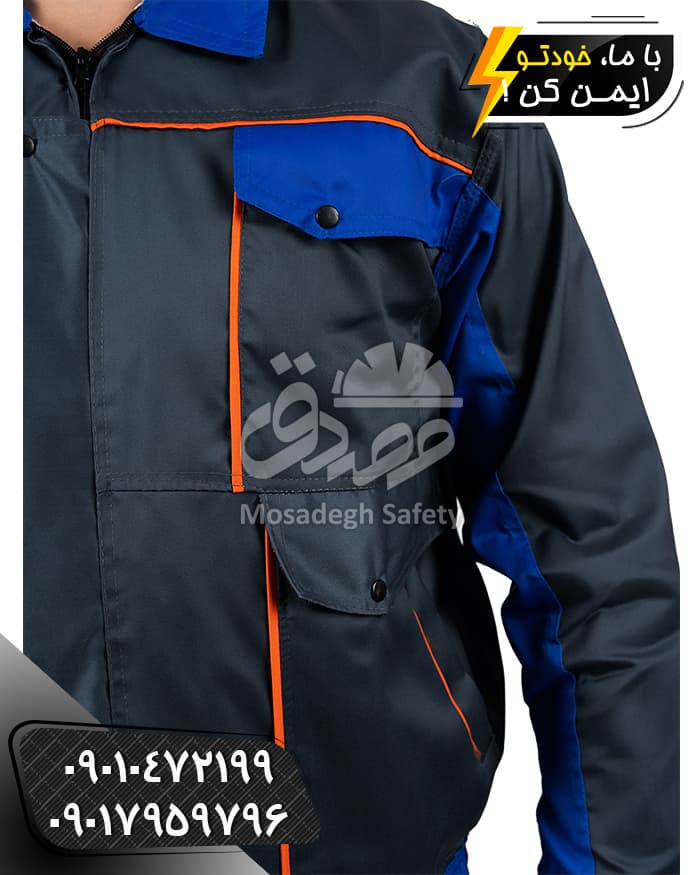 لباس کار بوفالو طوسی آبی | کاپشن و شلوار کار — تصویر ۴