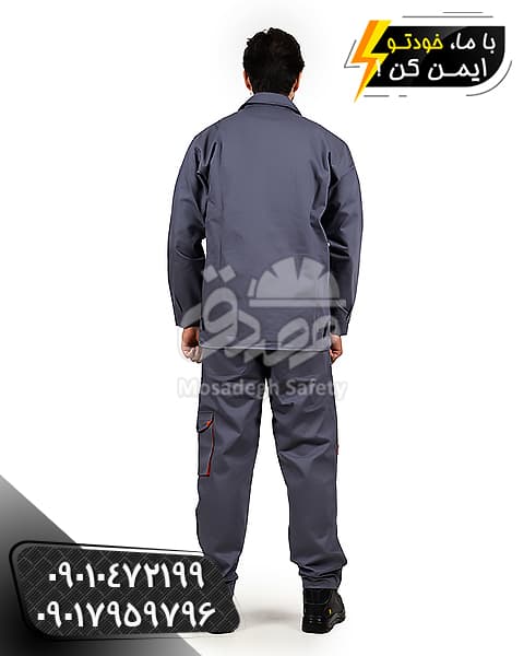 لباس کار جوشکاری طوسی آراز | کاپشن و شلوار جوشکاری — تصویر ۴