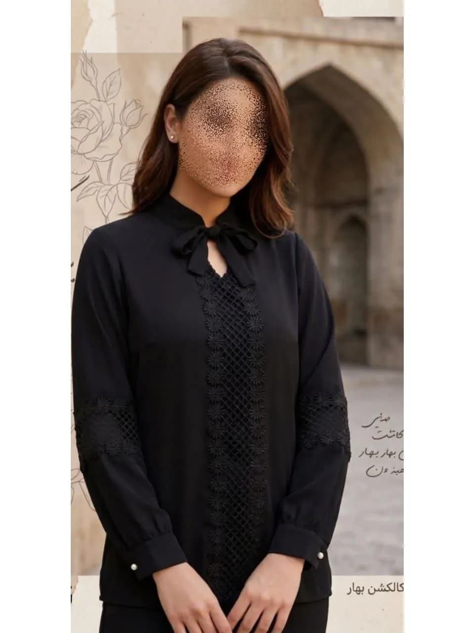 شومیز مشکی کد 8324 — تصویر ۲
