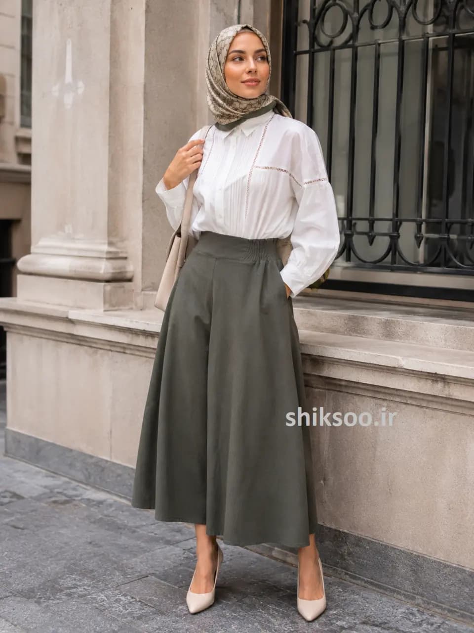 شلوار دامنی زنانه لینن کد 8626 — تصویر ۲