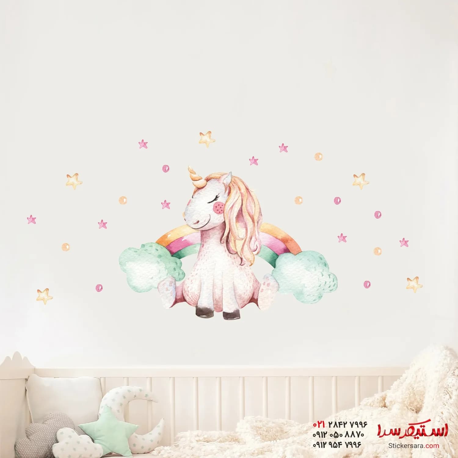 برچسب دیواری اسب تک‌شاخ (یونیکورن)