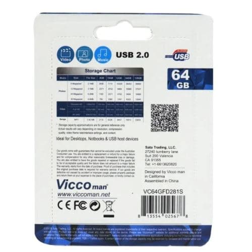 فلش 64 گیگ USB2.0 ویکومن مدل VC281s — تصویر ۳