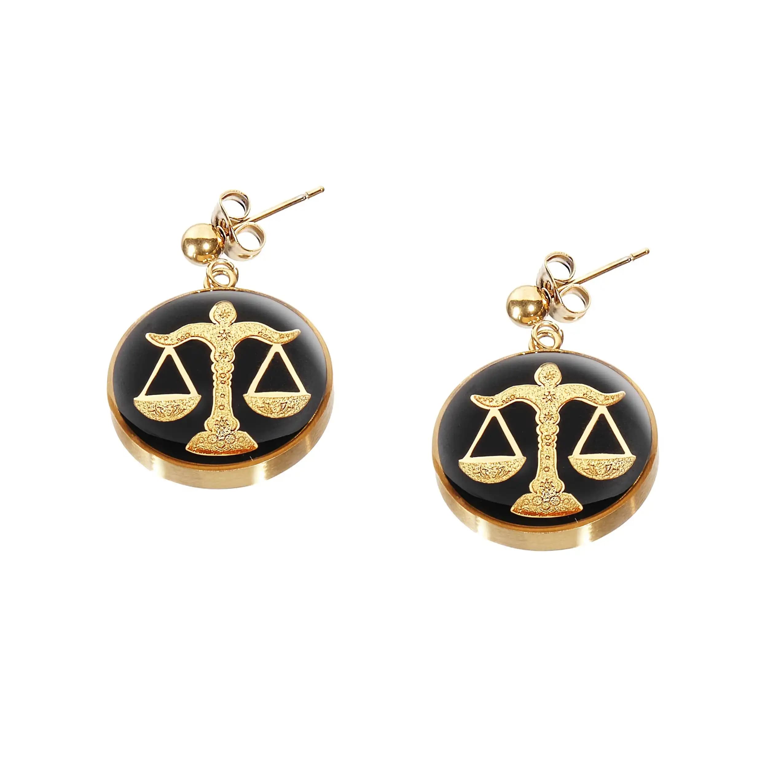 گوشواره طرح ترازو عدالت با ورق طلای 24عیار