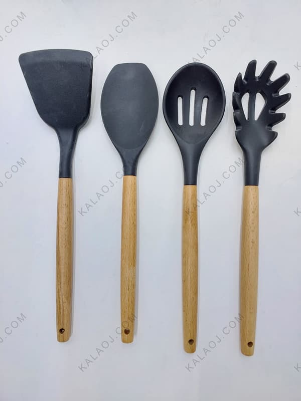 سرویس کفگیر و ملاقه 12 پارچه کیچن ست مدل سیلیکونی — تصویر ۵
