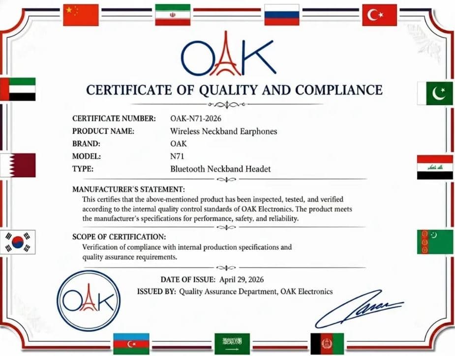 هندزفری گردنی OAK مدل N71 — تصویر ۵