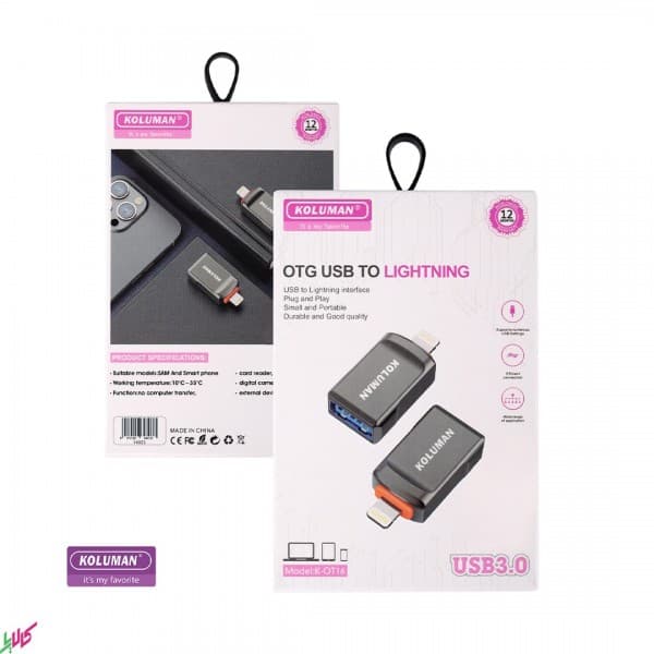 تبدیل USB OTG Lightning کلومن مدل K-OT16 — تصویر ۳