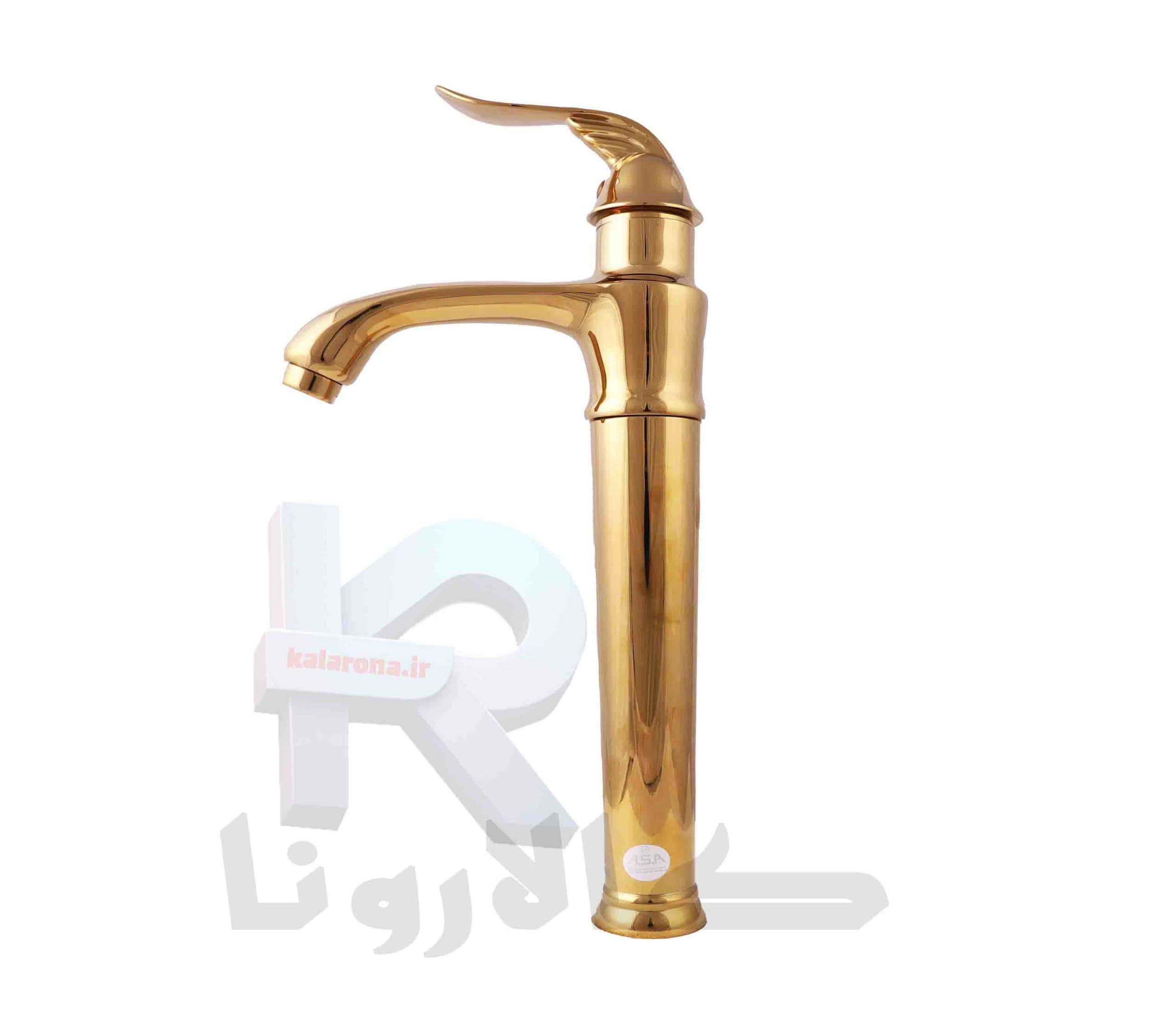 شیر روشویی مدل F6T6 طلایی پایه بلند