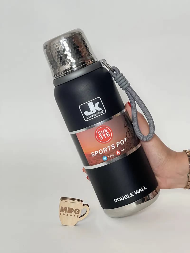 فلاسک JK اصل وارداتی صافی دار درب پیچی 1000 میل استیل 316 — تصویر ۲