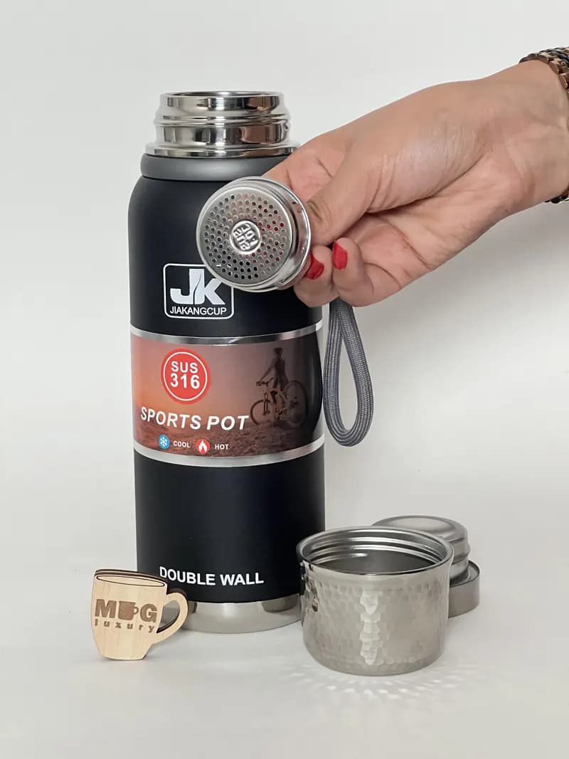 فلاسک JK اصل وارداتی صافی دار درب پیچی 1000 میل استیل 316 — تصویر ۵