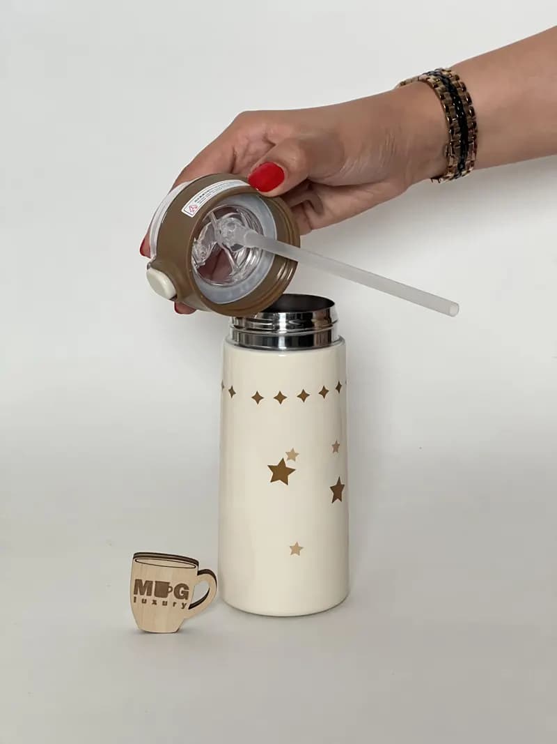 تراول ماگ HSCUP نی دار Bubble Cute درب طلقی 380 میل استیل 304 — تصویر ۸