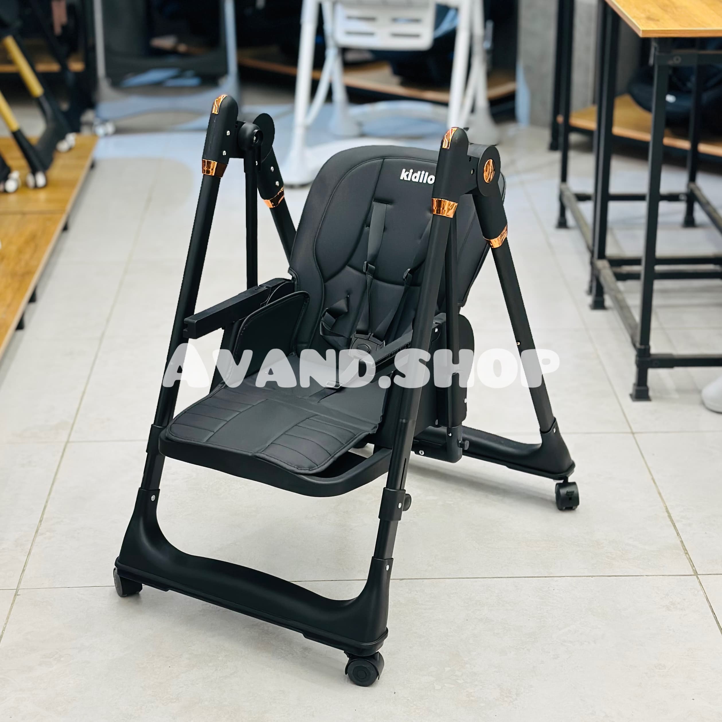 صندلی غذای تاب شو کودک kidilo کیدیلو مدل 8166 (مشکی) — تصویر ۲