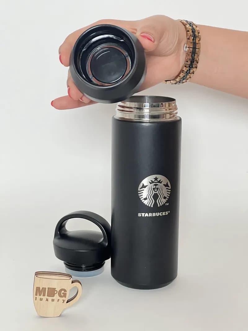 تراول ماگ Starbucks دسته دار درب پیچی 500 میل استیل 304 — تصویر ۵