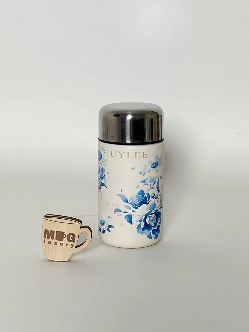 مینی فلاسک UYLEE صافی دار طرح گل 200 میل استیل 316 — تصویر ۳