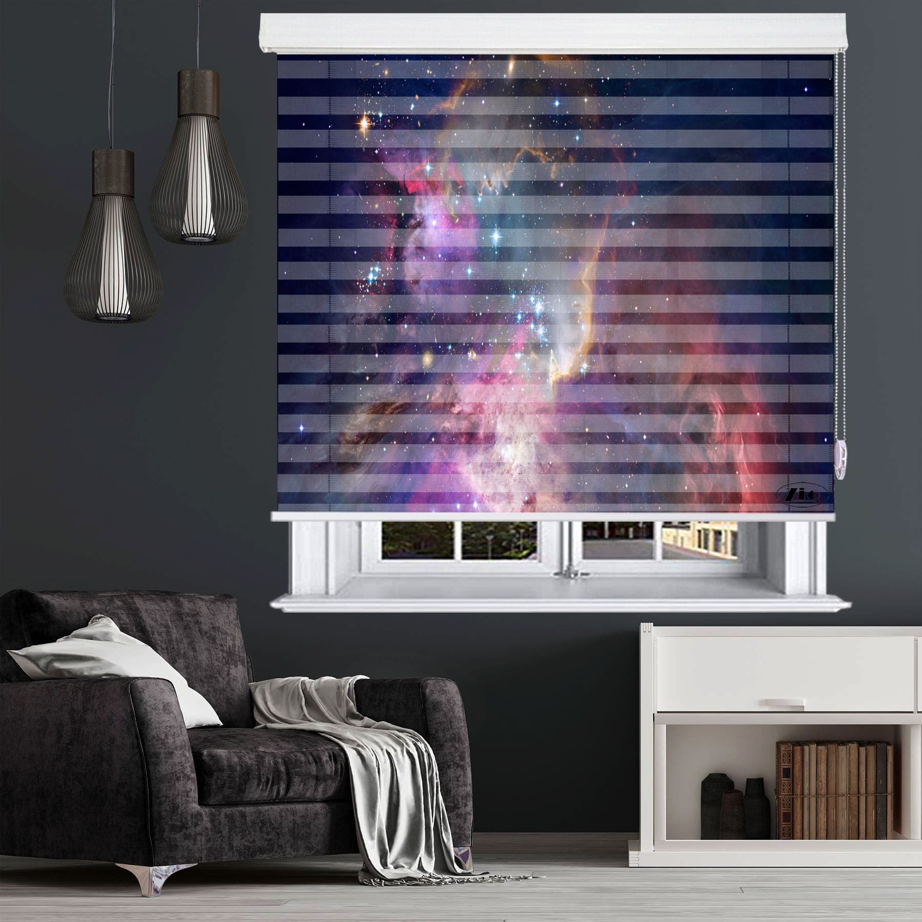 پرده زبرا زیو طرح کهکشان Galaxy-3 سایز 200×100 سانتی متر — تصویر ۲