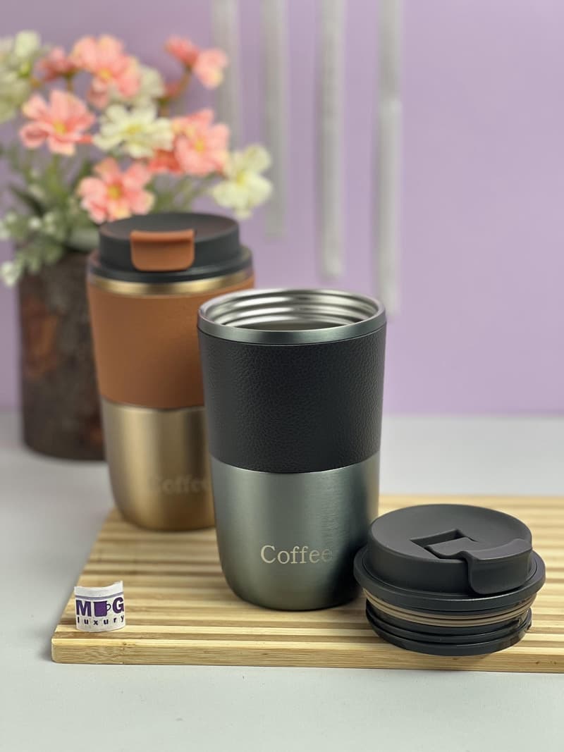 تراول ماگ COFFEE دور چرم 420 میل استیل آنتی باکتریال — تصویر ۴