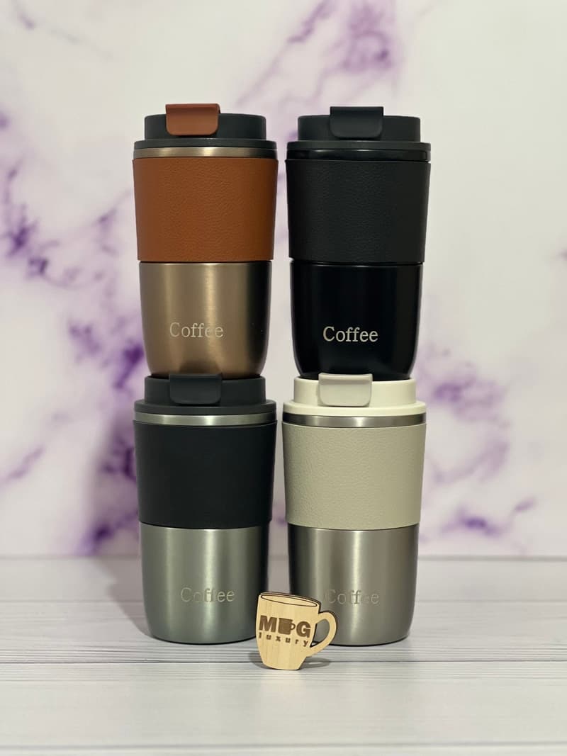 تراول ماگ COFFEE دور چرم 420 میل استیل آنتی باکتریال