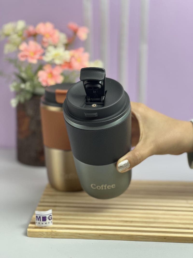 تراول ماگ COFFEE دور چرم 420 میل استیل آنتی باکتریال — تصویر ۳