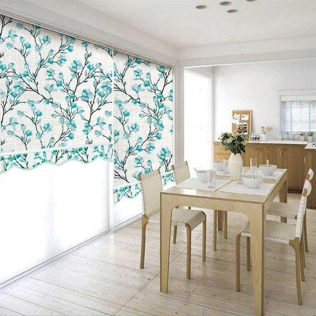 پرده دومکانیزم کد3141سایز150×160سانتی‌ متر(فیروزه ای)دالبردار — تصویر ۲