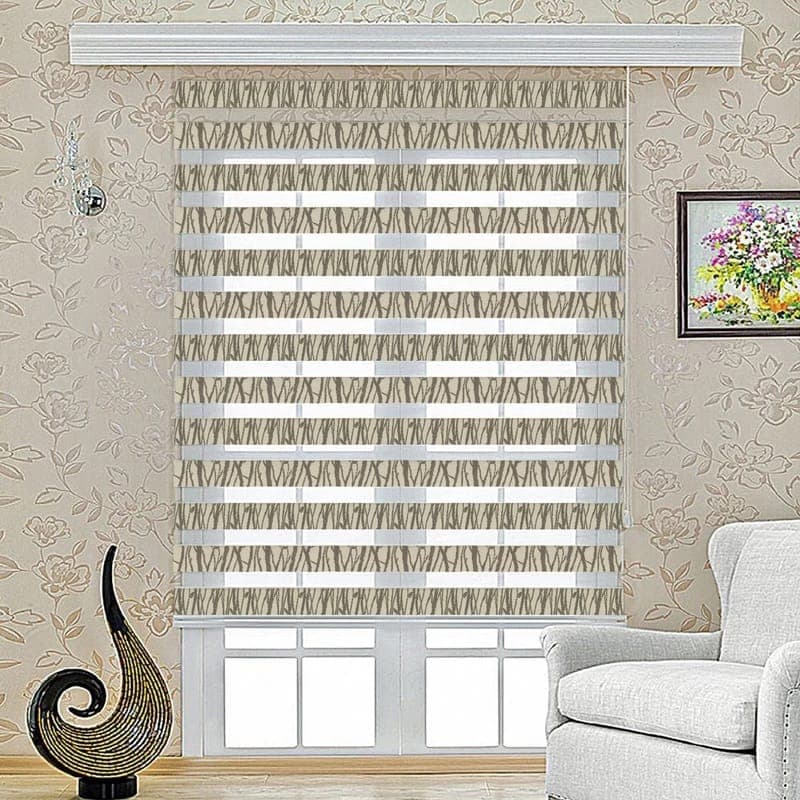 پرده زبرا زیو کد4077سایز150×145سانتی‌ متر (خردلی)