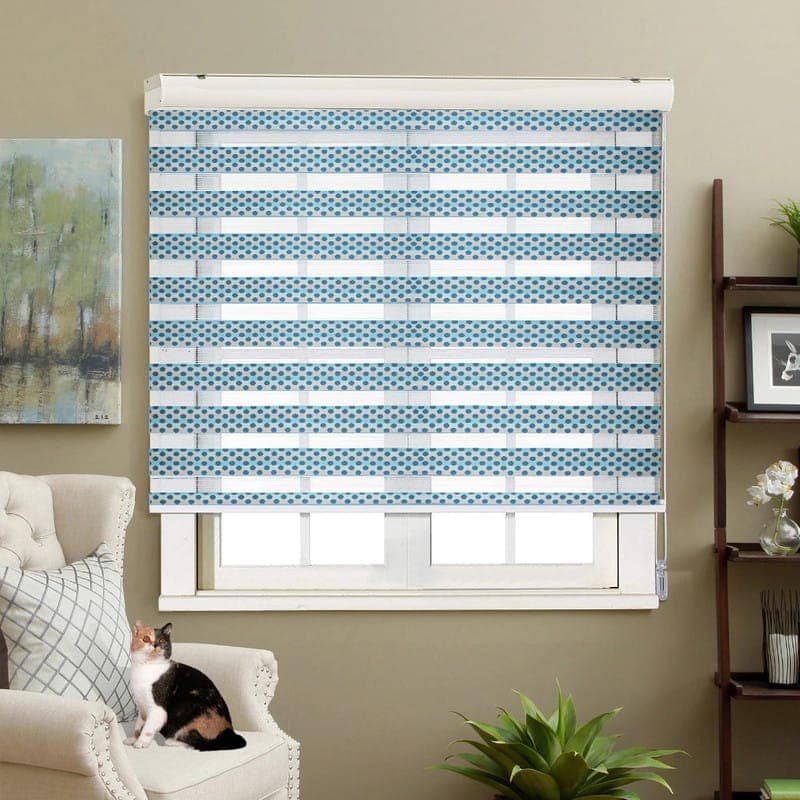 پرده زبرا زیو کد5020سایز150×145سانتی‌ متر (سبزآبی روشن)