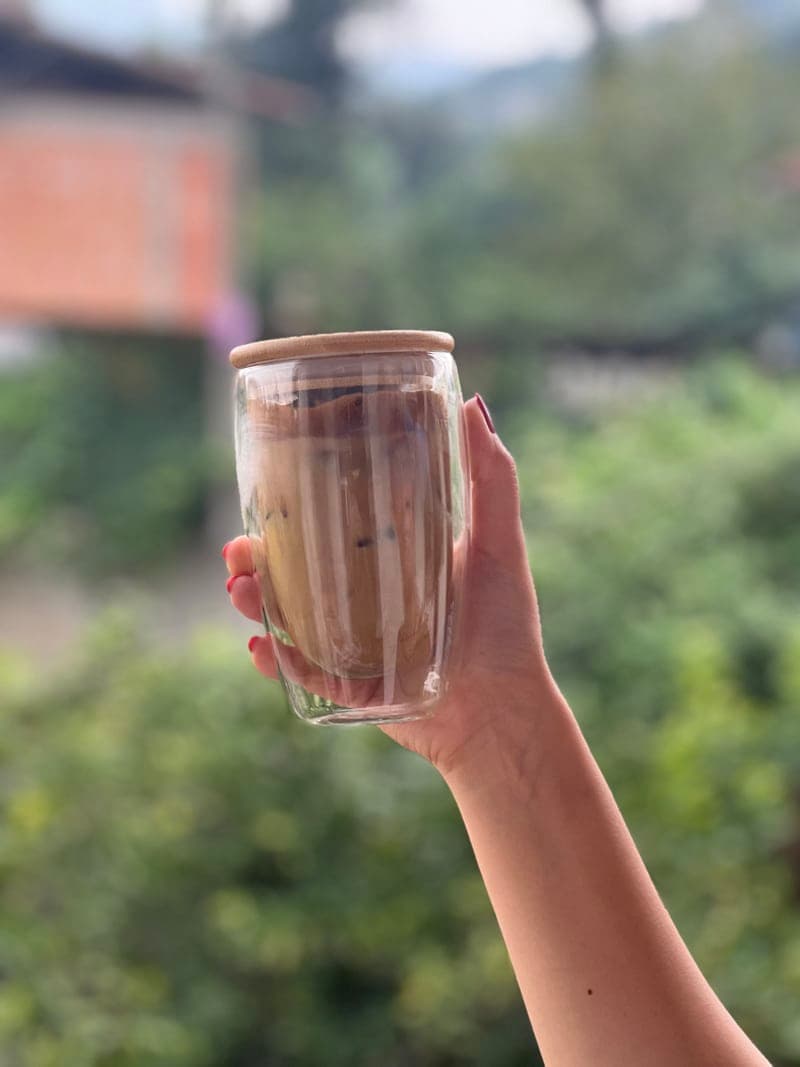 ماگ پیرکس دوجداره بزرگ درب بامبو 400 میل — تصویر ۲
