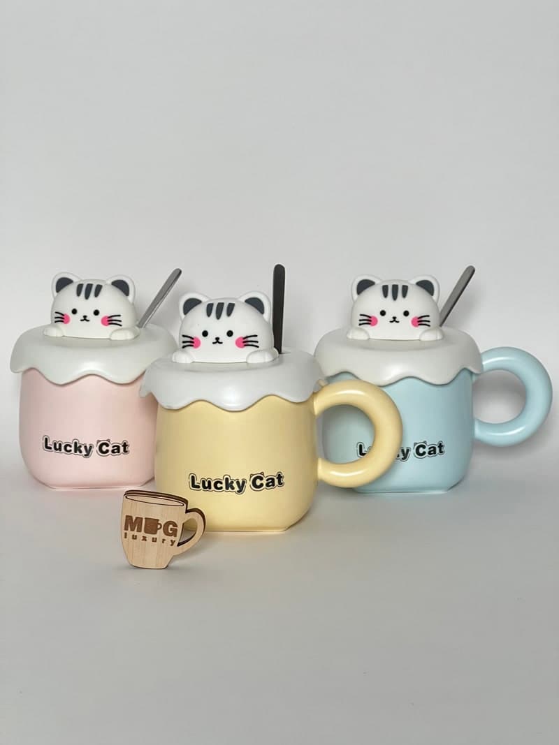 ماگ سرامیکی گربه LUCKY CAT درب عروسکی