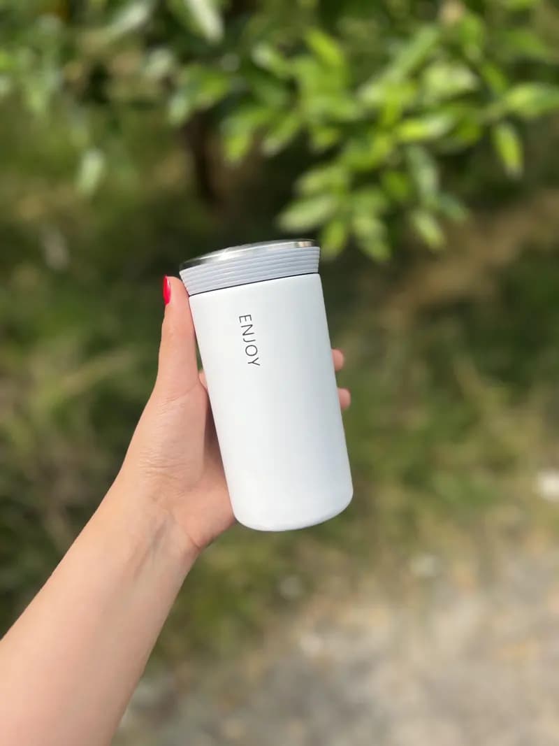 تراول ماگ انجوی ENJOY صافی دار 350 میل استیل 304 — تصویر ۴