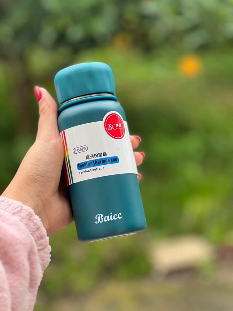 فلاسک کوچک BAICC درجه دار بند چرمی 300 میل استیل 304 — تصویر ۲