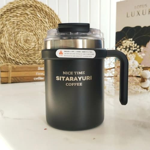 تراول ماگ SITARAYURI دسته بغل نی دار آسان نوش دار 500 میل استیل 304 — تصویر ۱۱