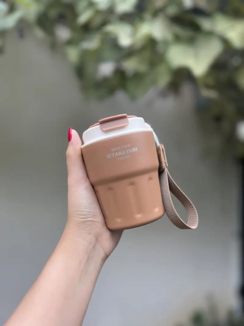 تراول ماگ SITARAYURI کوچک آسان نوش دار 290 میل استیل 304 — تصویر ۵