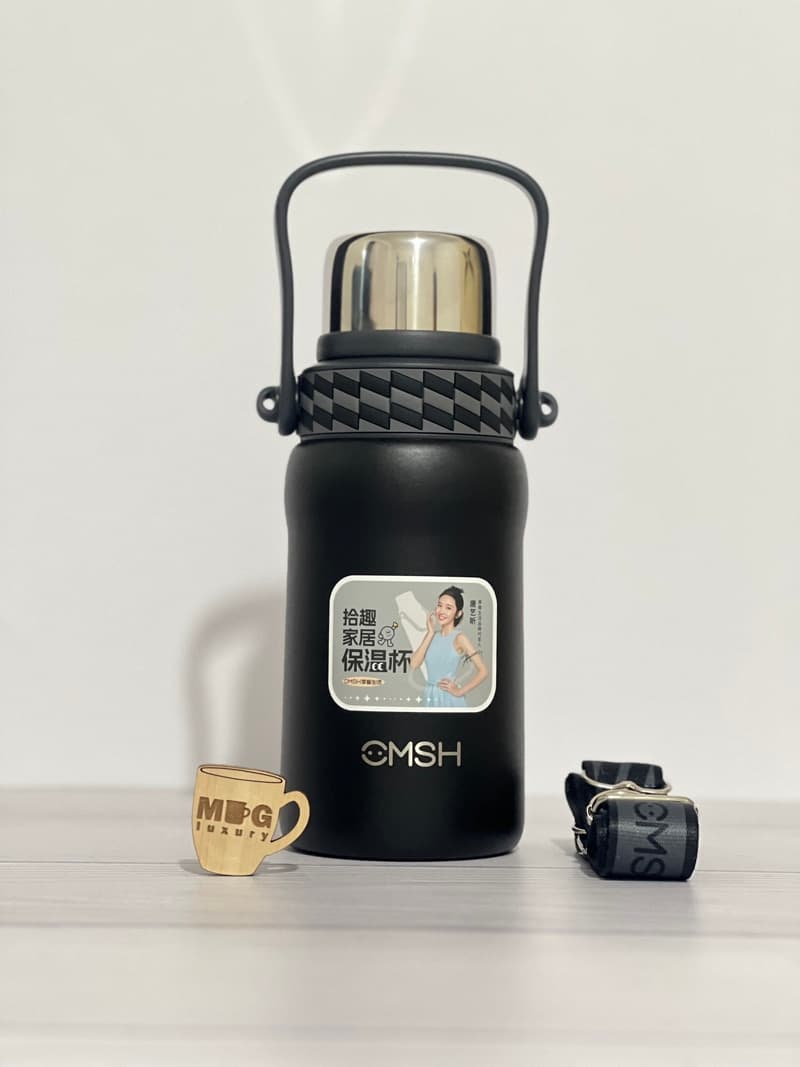 فلاسک CMSH دسته دار بنددار دور درب سیلیکونی 1000 میل استیل 316 — تصویر ۶
