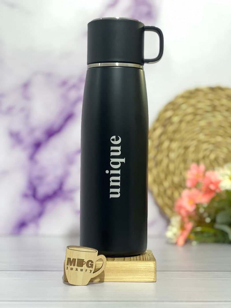 فلاسک UNIQUE اصل لیوان دار 750 میل استیل 316 — تصویر ۳