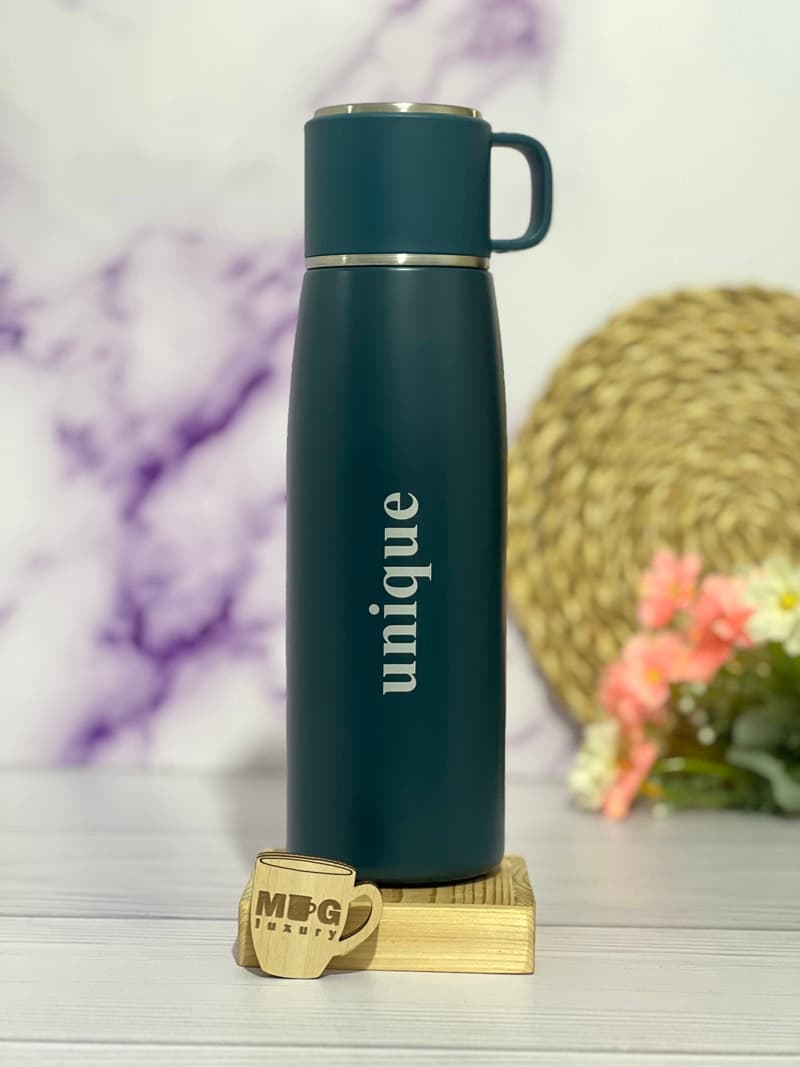 فلاسک UNIQUE اصل لیوان دار 750 میل استیل 316 — تصویر ۴